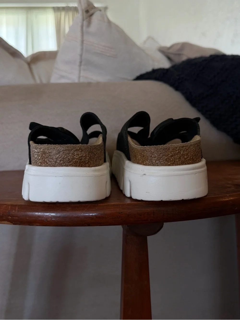 Bikenstock Papillio Black Suede Platform Slide Sandals